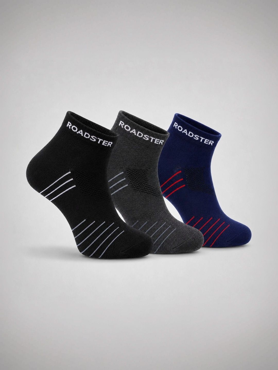 Roadster Men Pack of 3 Cotton Patterned Above Ankle Socks-picture-26