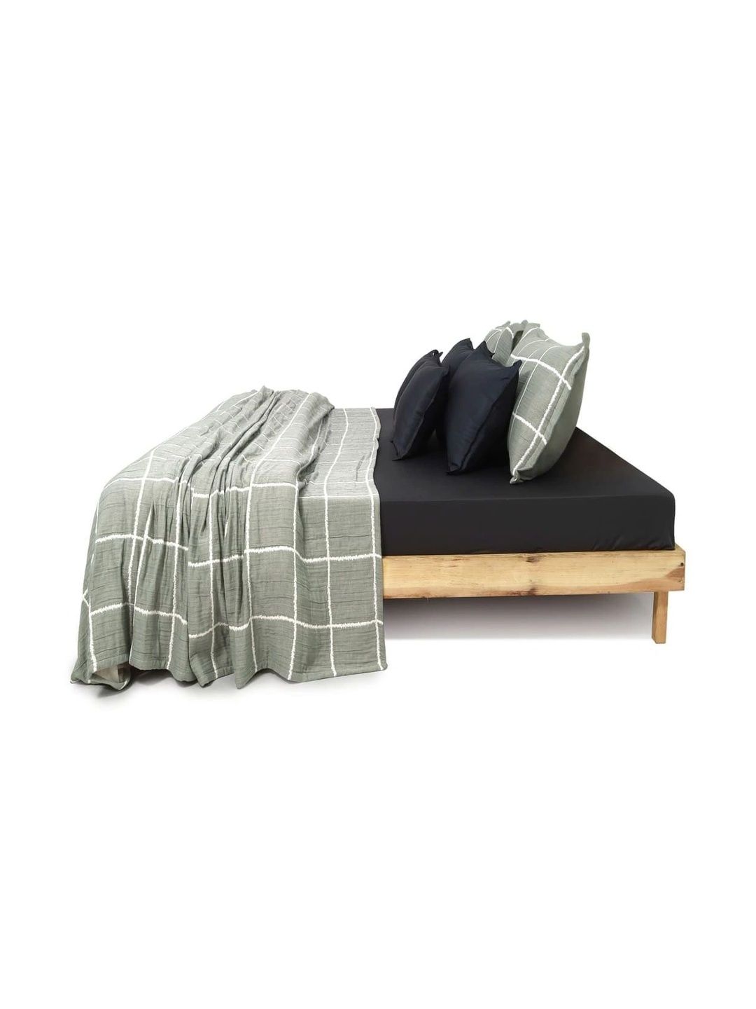 Zarf Olive Green & Green Checked Microfiber AC Room 300 GSM Blanket-image-41