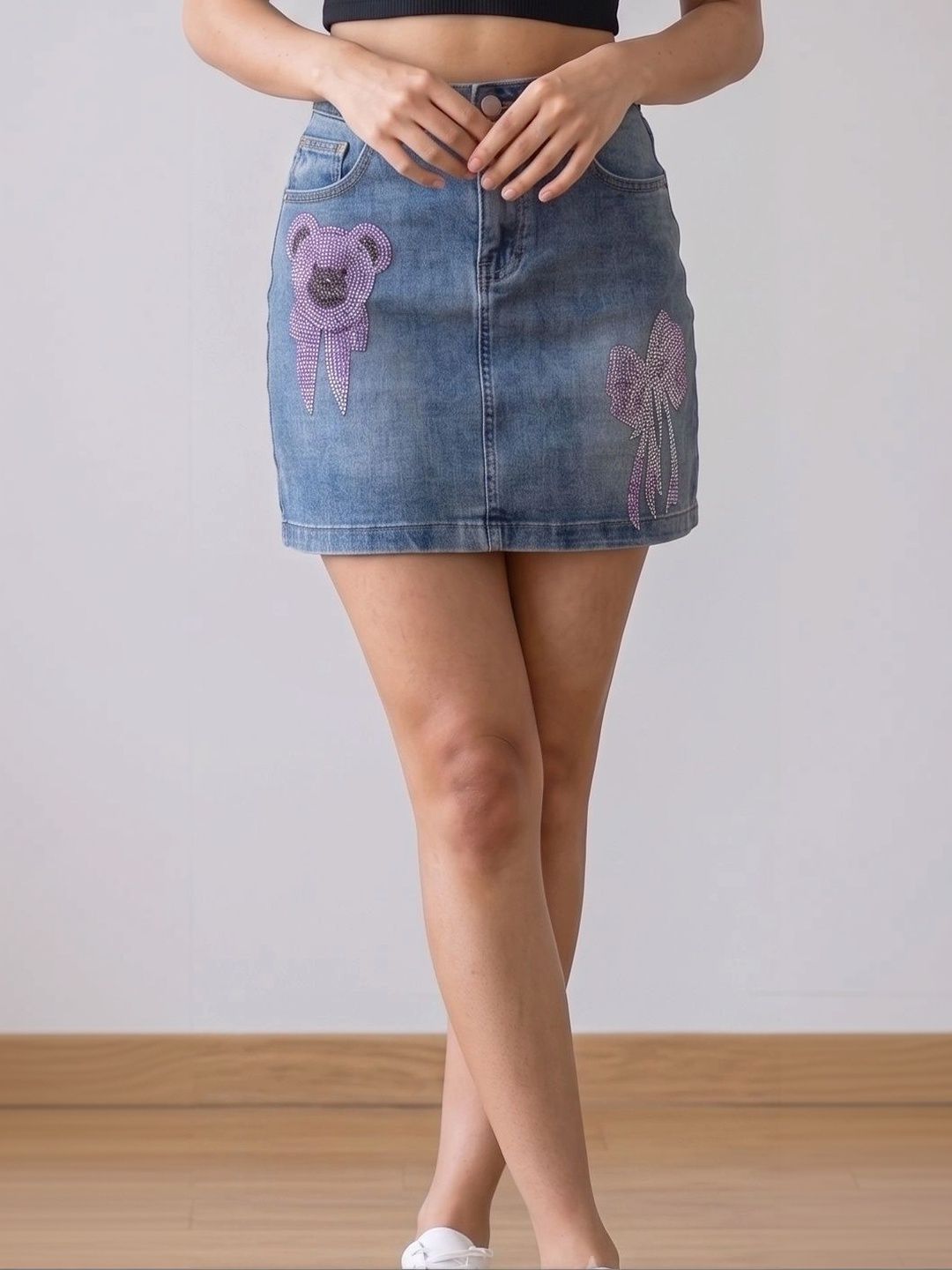 MASK Women Embellished Mini Straight Skirt-picture-40