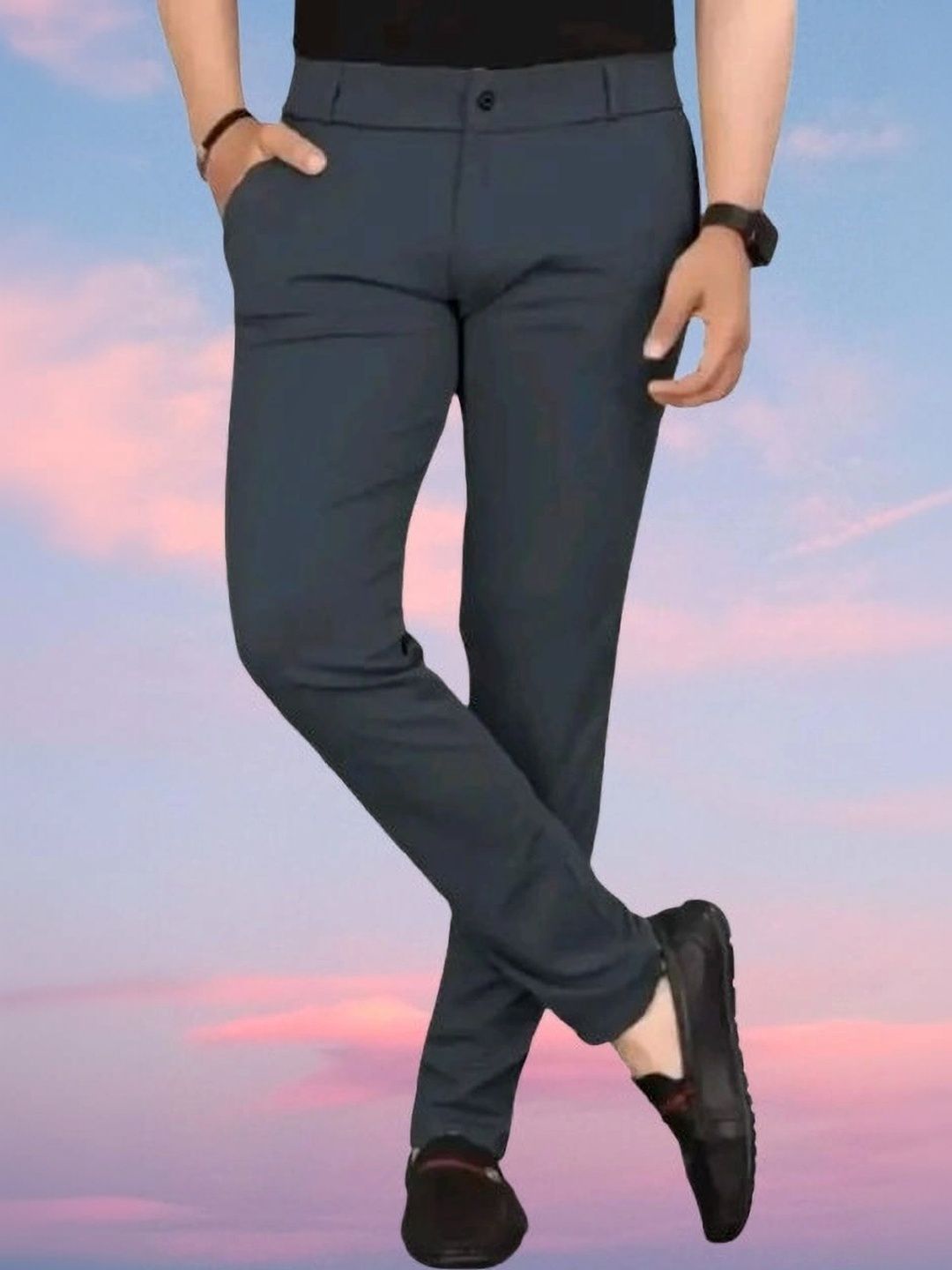Nk staylish Men Smart Slim Fit Easy Wash Trousers-picture-21