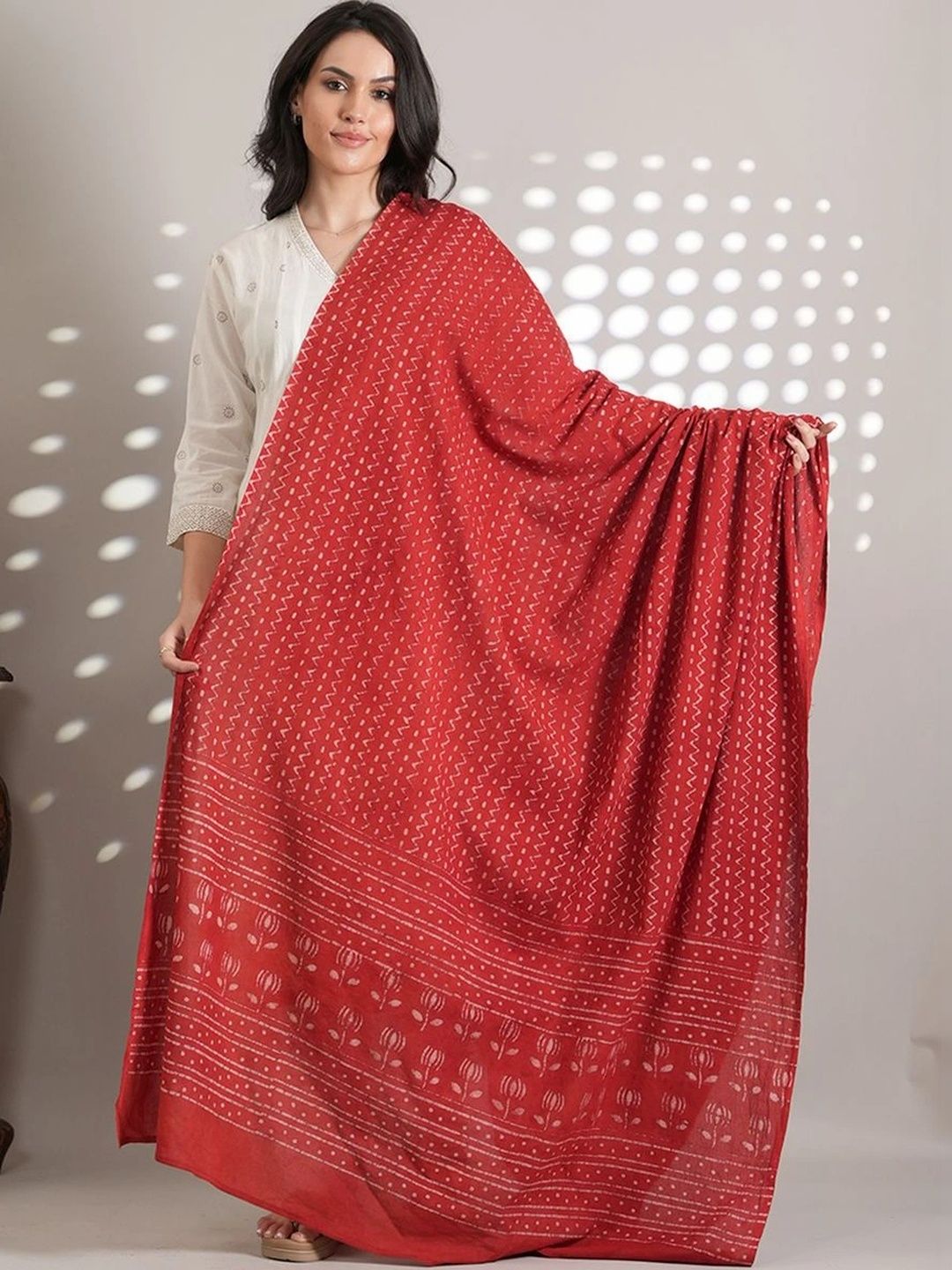 Style Shoes Ethnic Motifs Printed Pure Cotton Block Print Dupatta-image-44