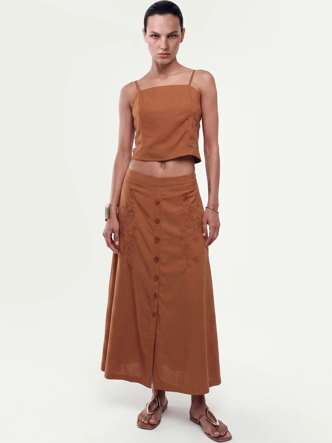 RAREISM Women Floral Sleek Utility Maxi A-Line Skirt-image-46