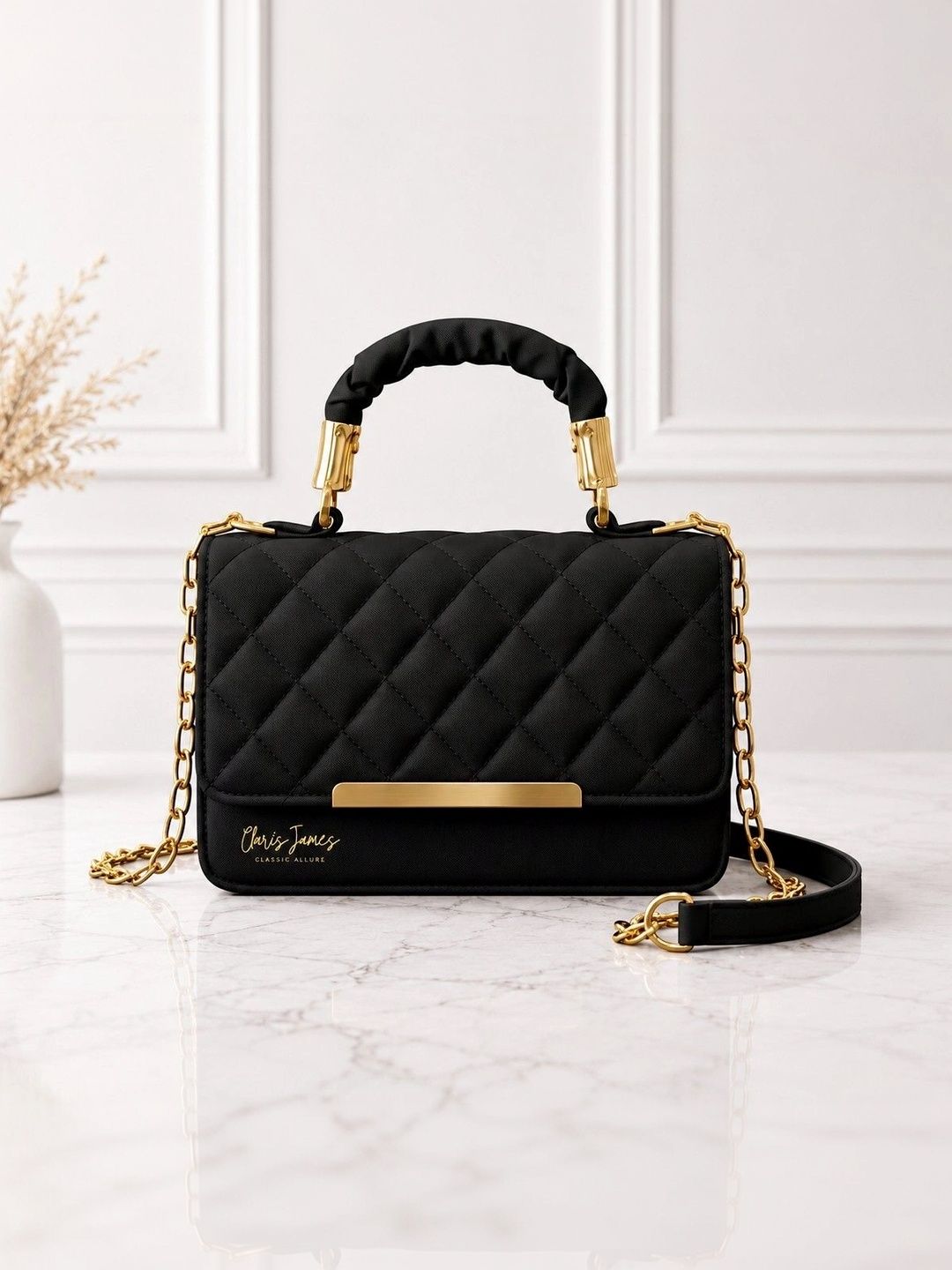 CLARIS JAMES Textured PU Handheld Bag with Quilted-picture-45