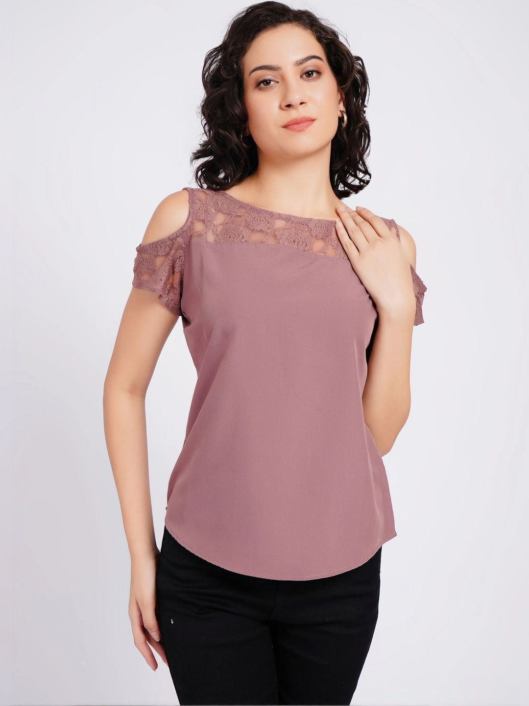 Eavan Cold-Shoulder Crepe Top-picture-1