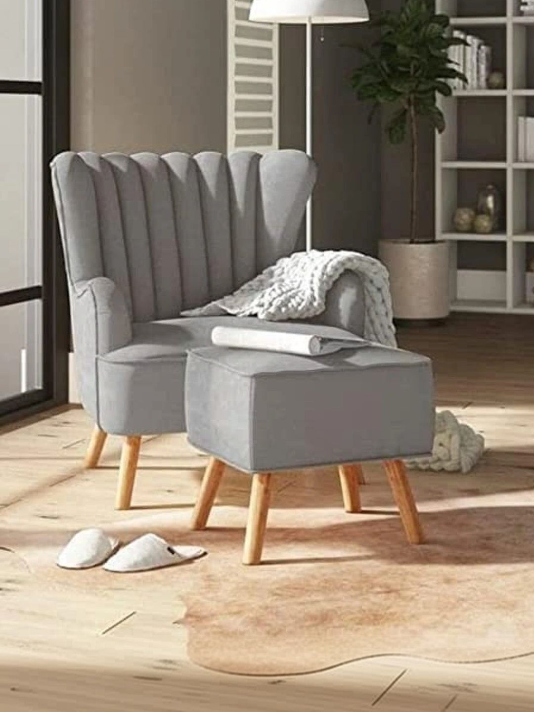 INDIAWOODMART Grey Wooden Lounge Chair-image-20