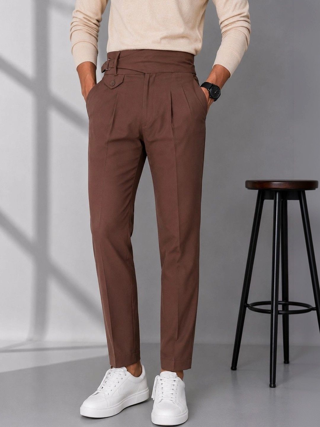 el cielo Men Tailored Easy Wash Pleated Trousers-picture-42