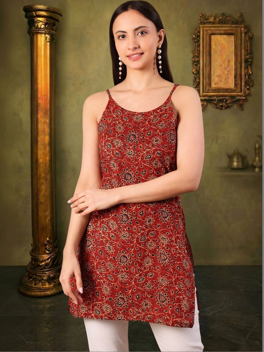 House of Sakhhi Print Ethnic Cotton Blend Top-picture-29
