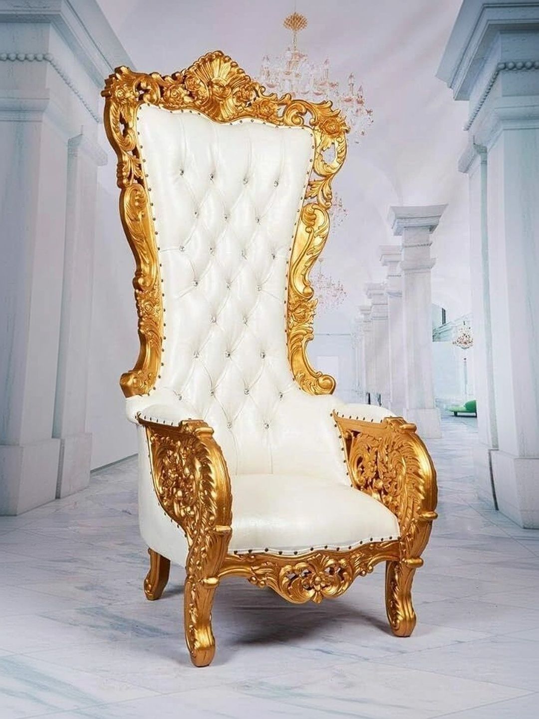 INDIAWOODMART White Wooden Lounge Chair-picture-24