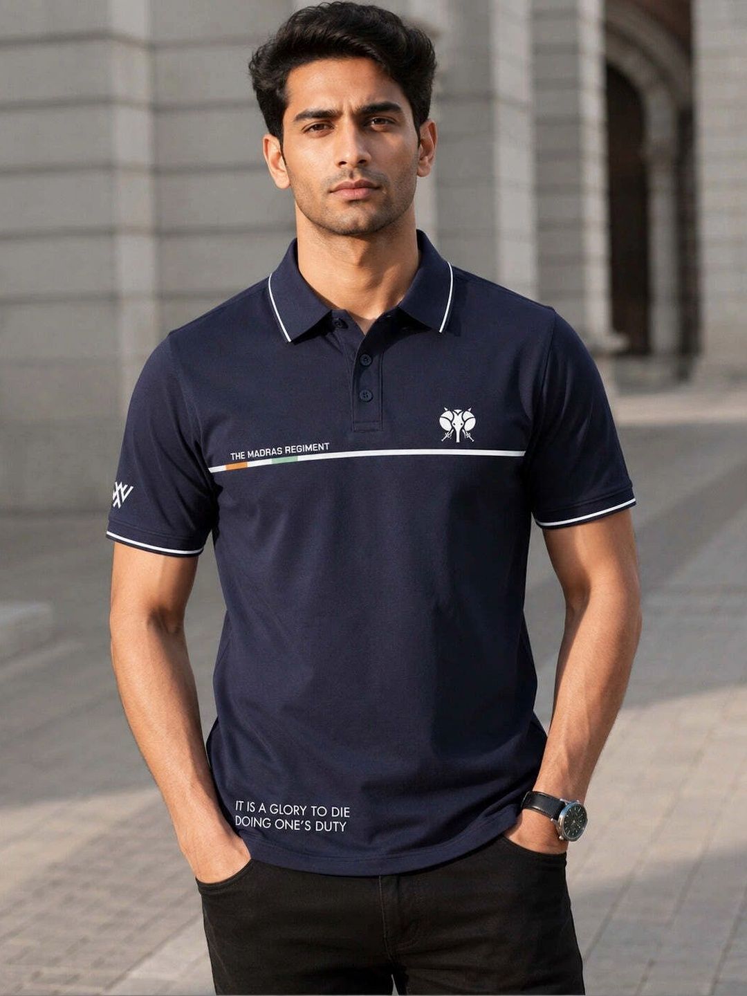 Warrior World Men Typography Printed Polo Collar T-shirt-picture-38