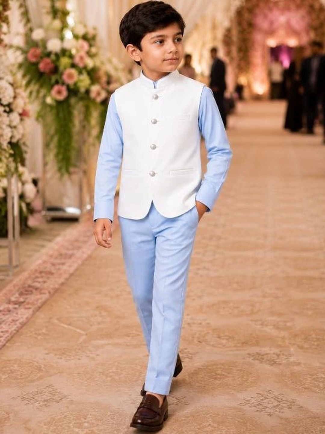 Sparklepop Boys Mandarin-Collar Woven Nehru Jackets-picture-29
