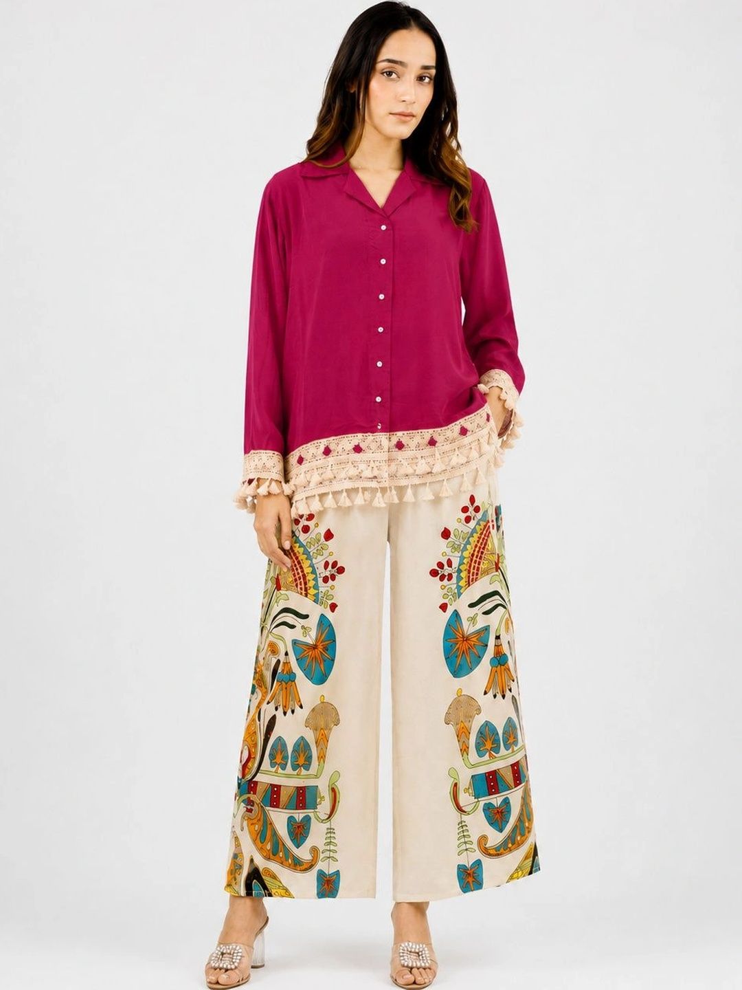 ROYALICA Bohemian Print Fringed A-Line Dress-picture-16