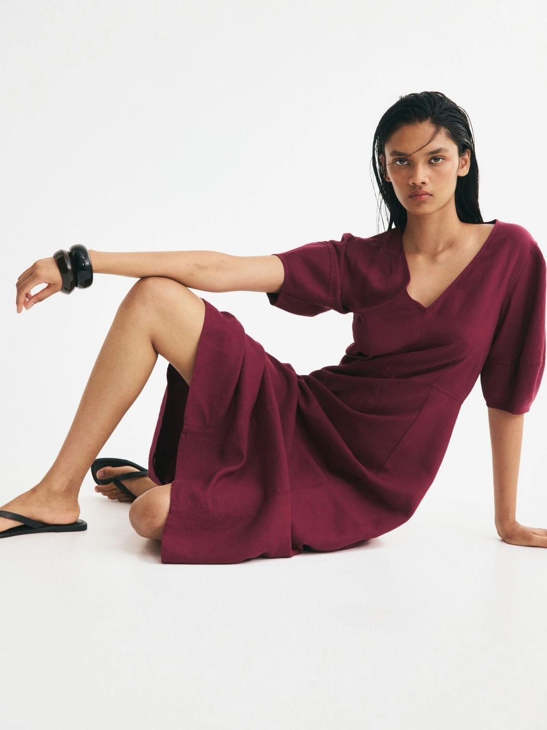 H&M Puff Sleeve A-Line Midi Dress-picture-40