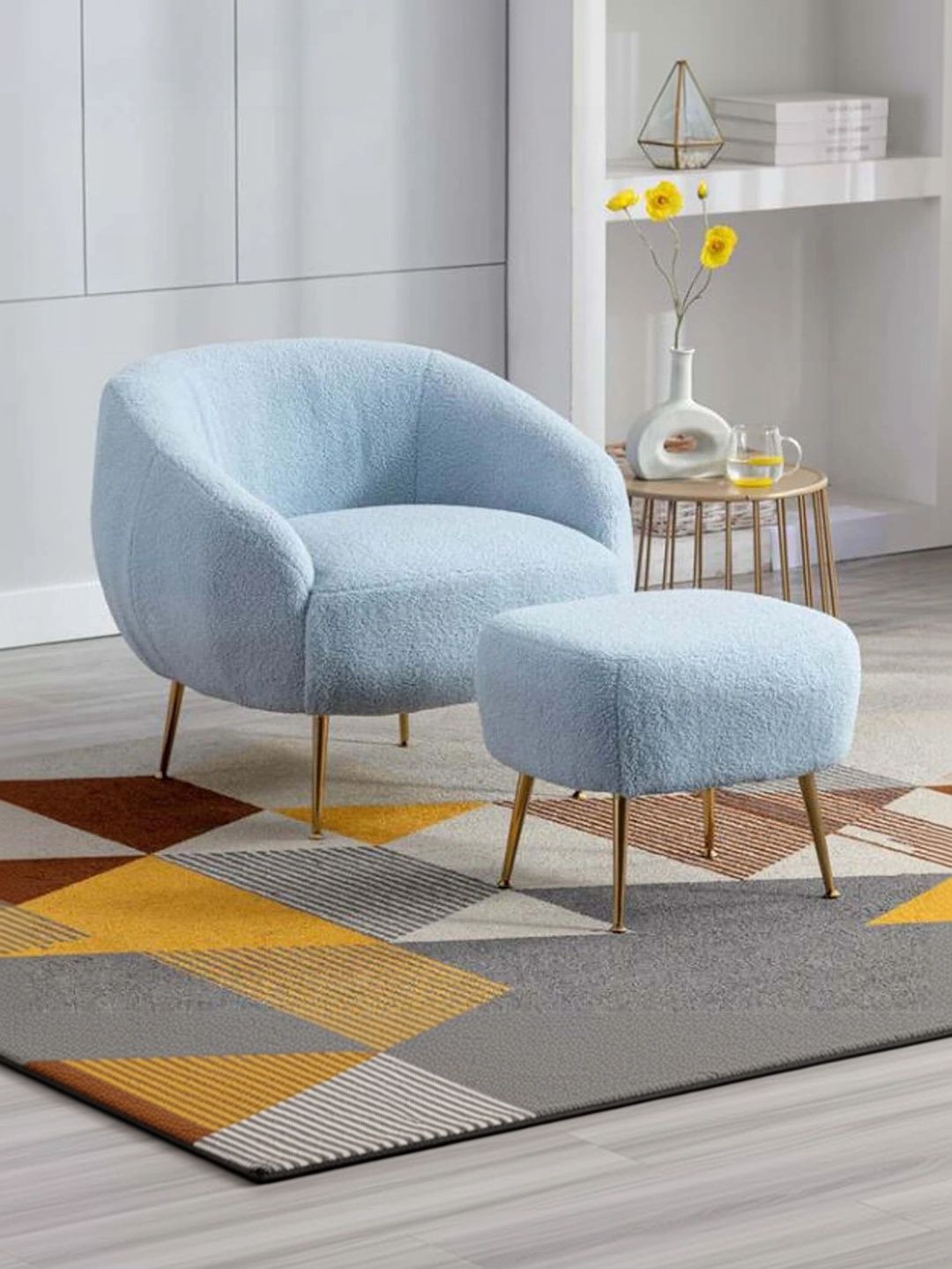 INDIAWOODMART Blue Wooden Lounge Chair-picture-16