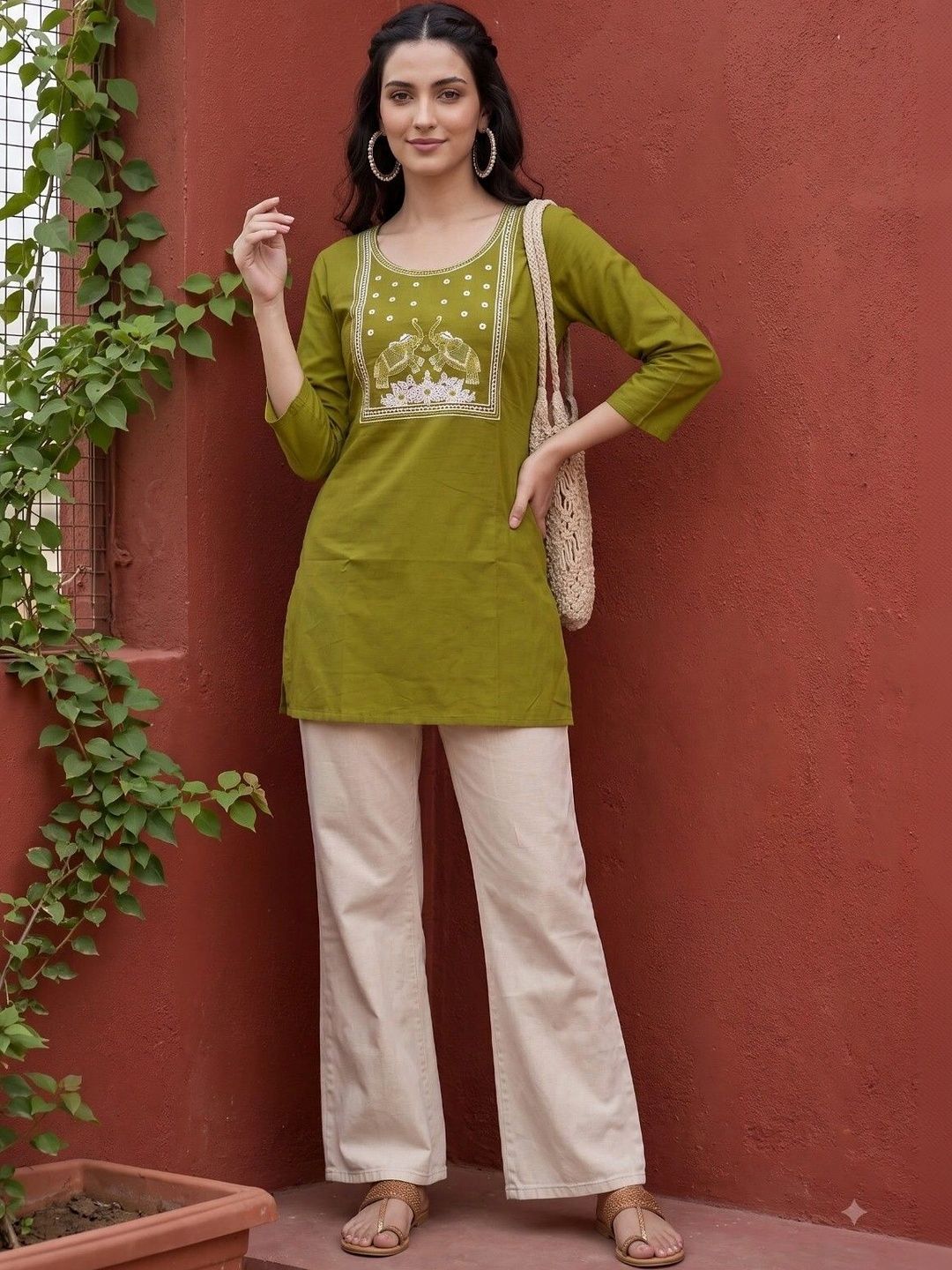 AXI COUTURE Women Ethnic Motifs Embroidered Pure Cotton Kurti-picture-33
