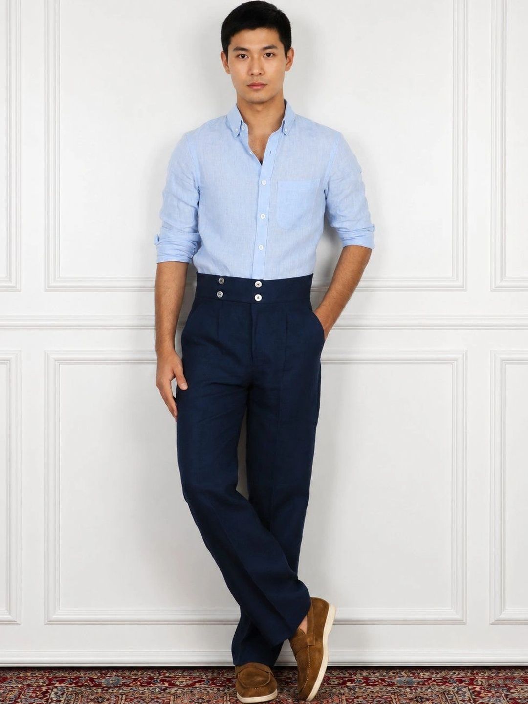 VELVIORE Men Tailored High-Rise Easy Wash Pleated Trousers-picture-10
