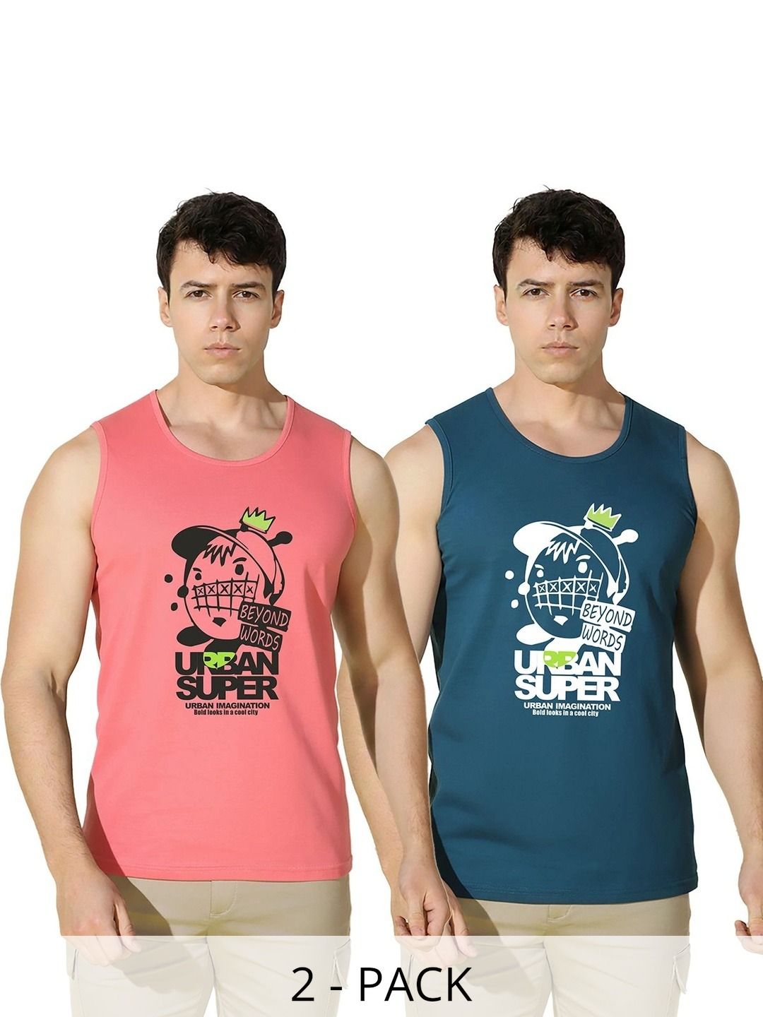 SLOWLORIS Pack of 2 Printed Cotton Tank-picture-29