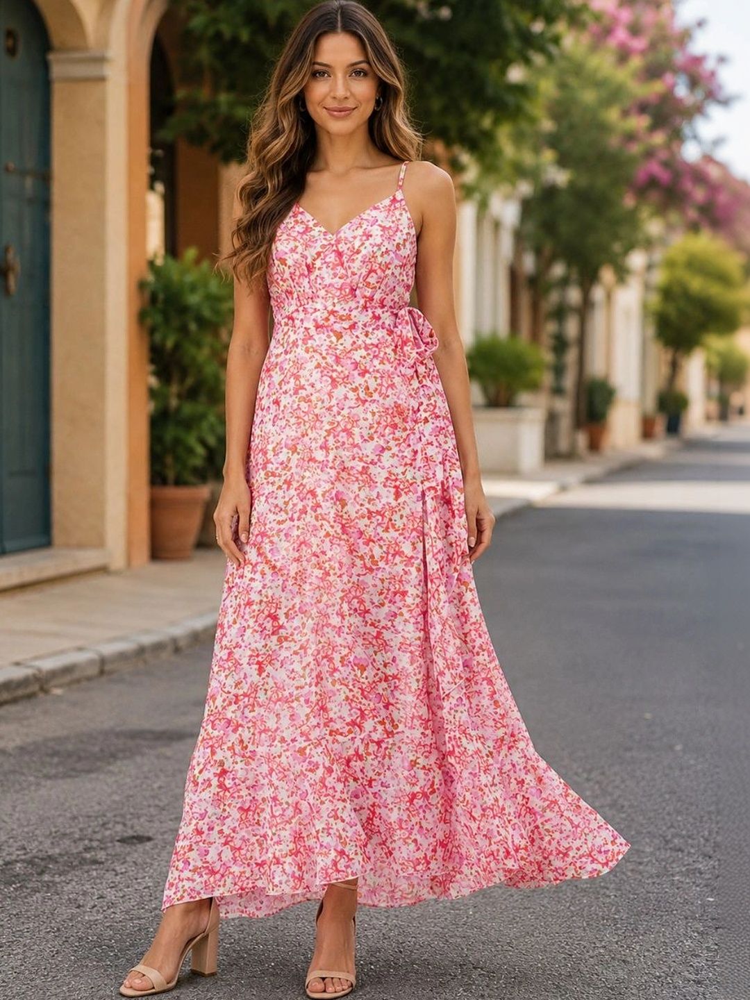 The Rue Collection Floral Print Chiffon Maxi Dress-image-16