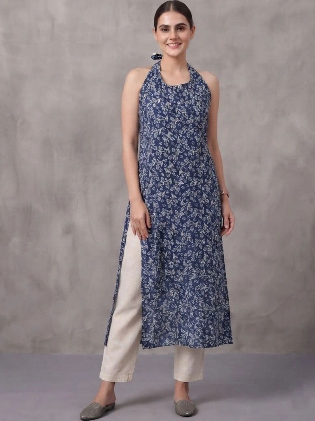 Anouk Rustic Ethnic Motifs Printed Halter Neck Kurta-picture-13