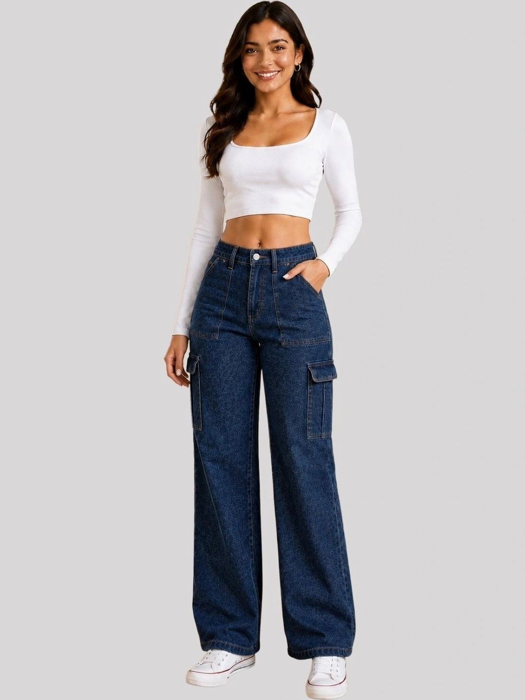 FNOCKS Women Comfort Wide Leg High-Rise Jeans-picture-43
