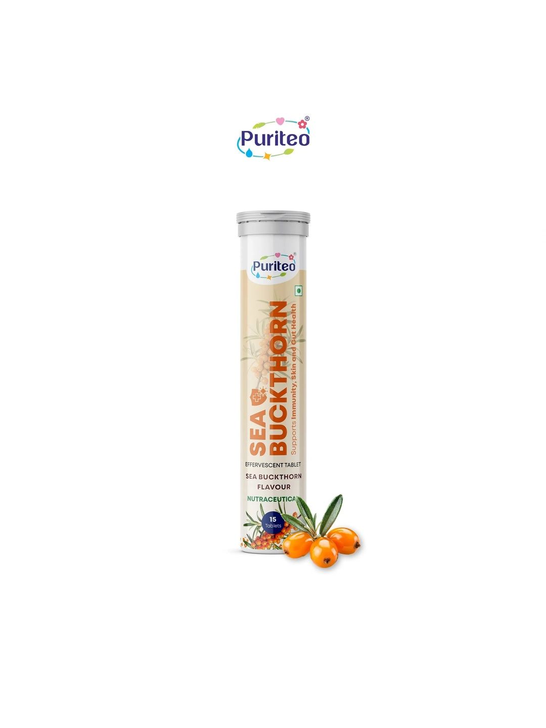 Puriteo Sea Buckthorn Effervescent Tablets - 15 Tablets-image-31