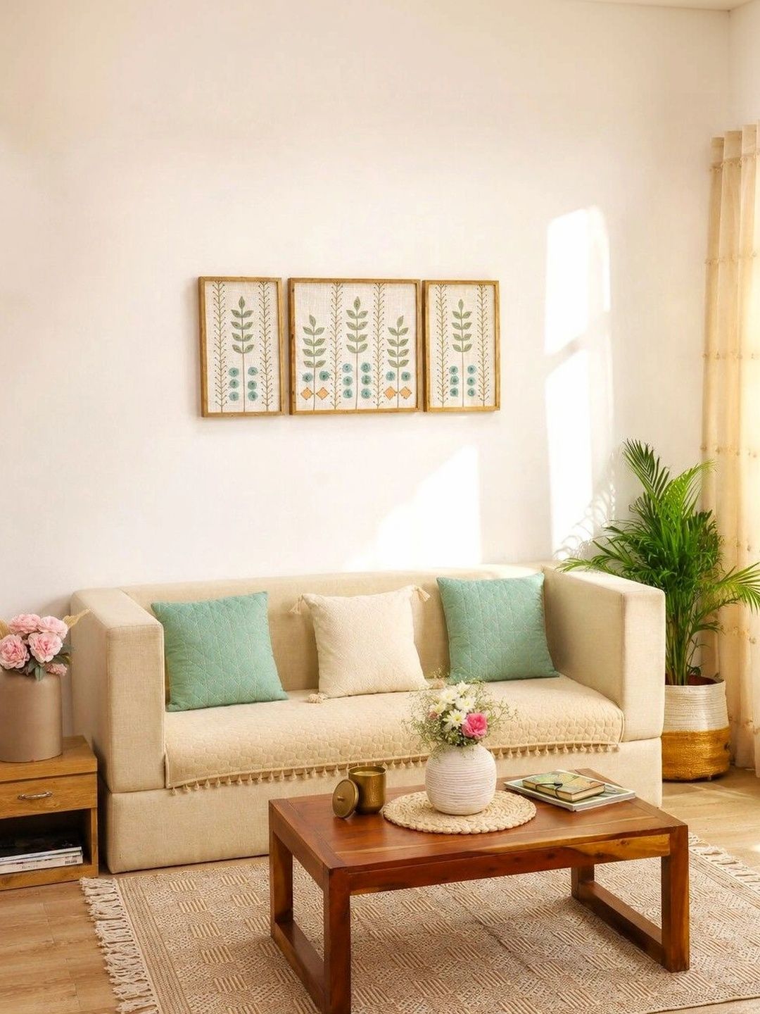 eyda Beige 4 Piece Sofa Cover Without Arms-picture-26