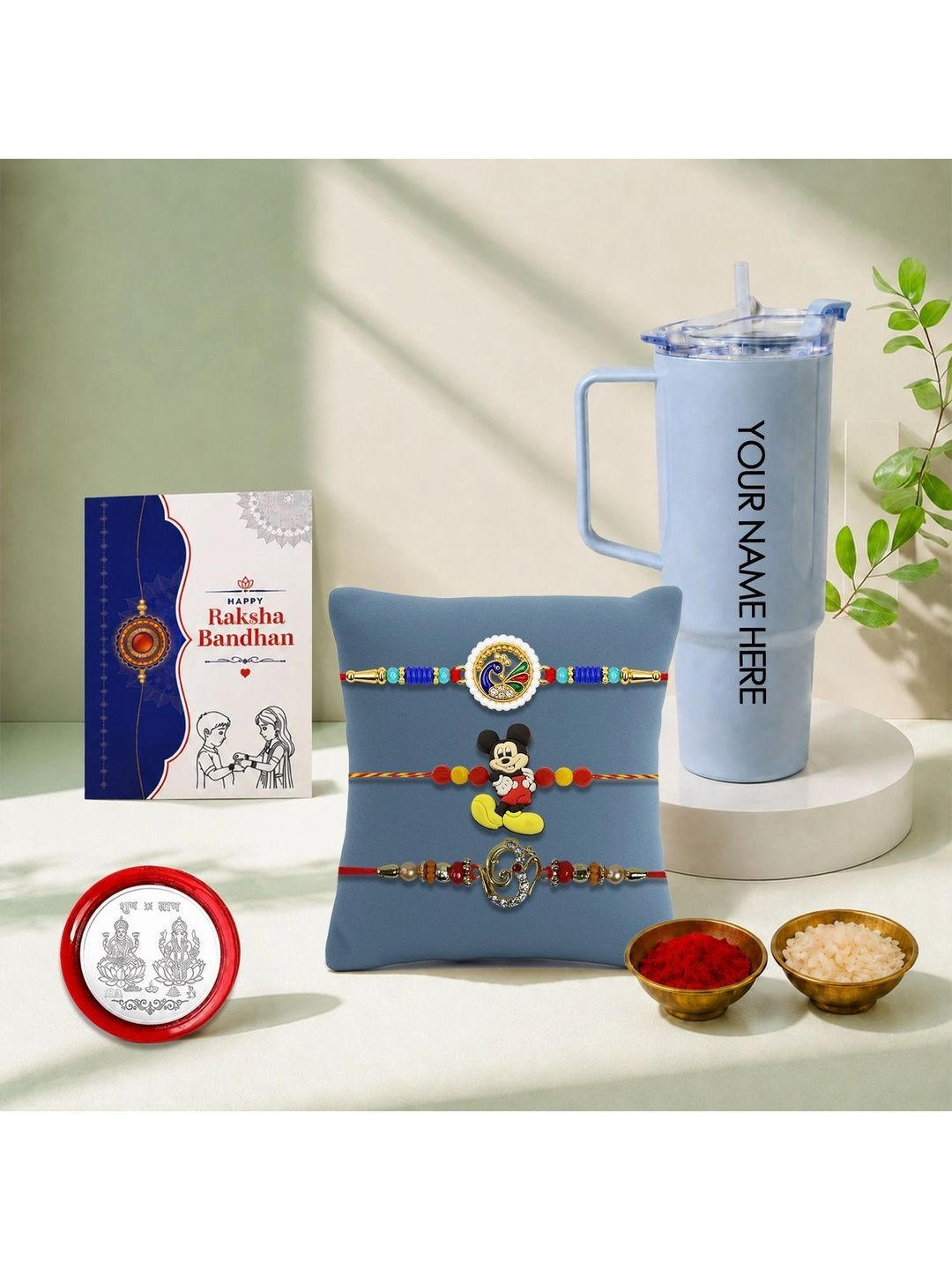 Myntra Elegant Homes Set of 8 Rakhi Gift Set With Silver Coin, Greeting Card & Roli Chawal-picture-52