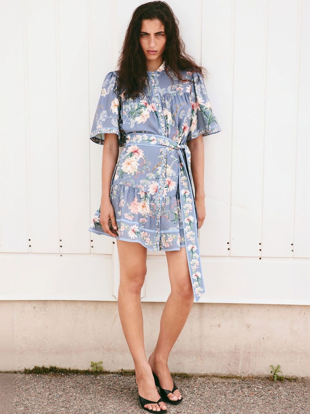 H&M Floral Print Puff Sleeve Ruffled A-Line Mini Dress-picture-32