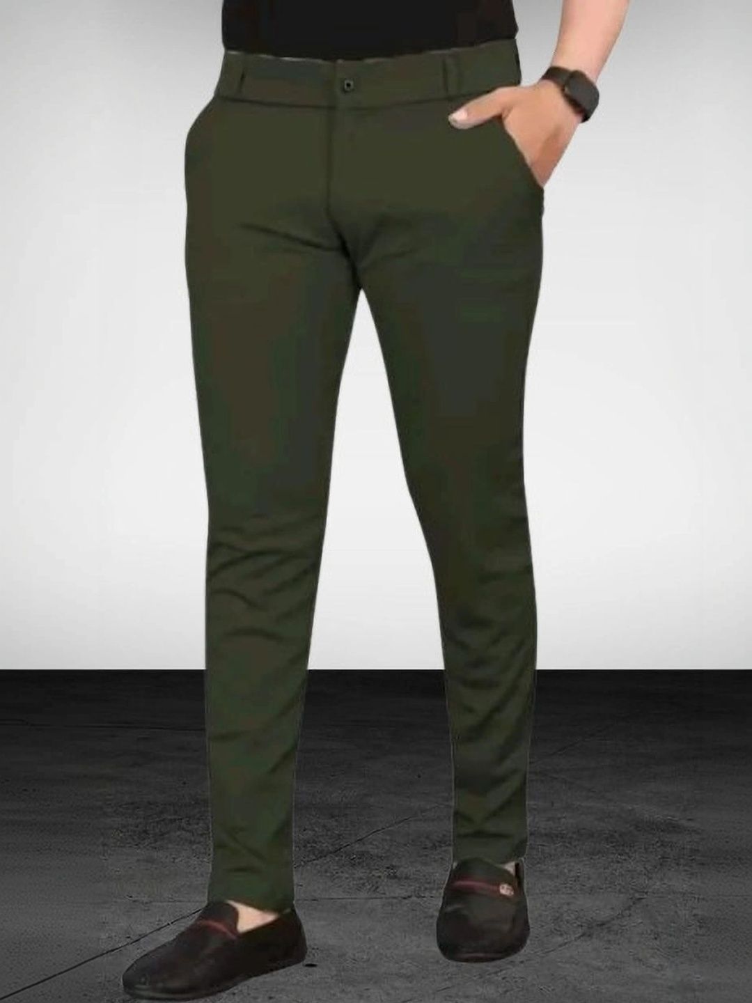 Nk staylish Men Solid Mid-Rise Slim Fit Trousers-image-45