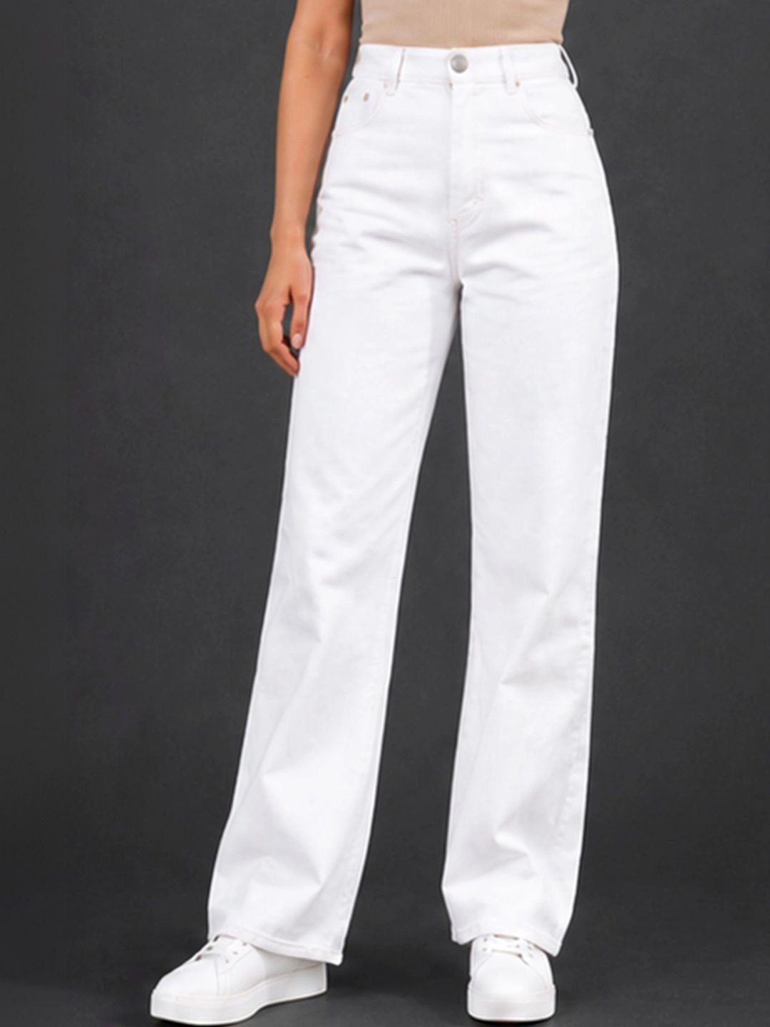 HERE&NOW Women Classic Straight Fit Mid-Rise Stretchable Jeans-picture-30