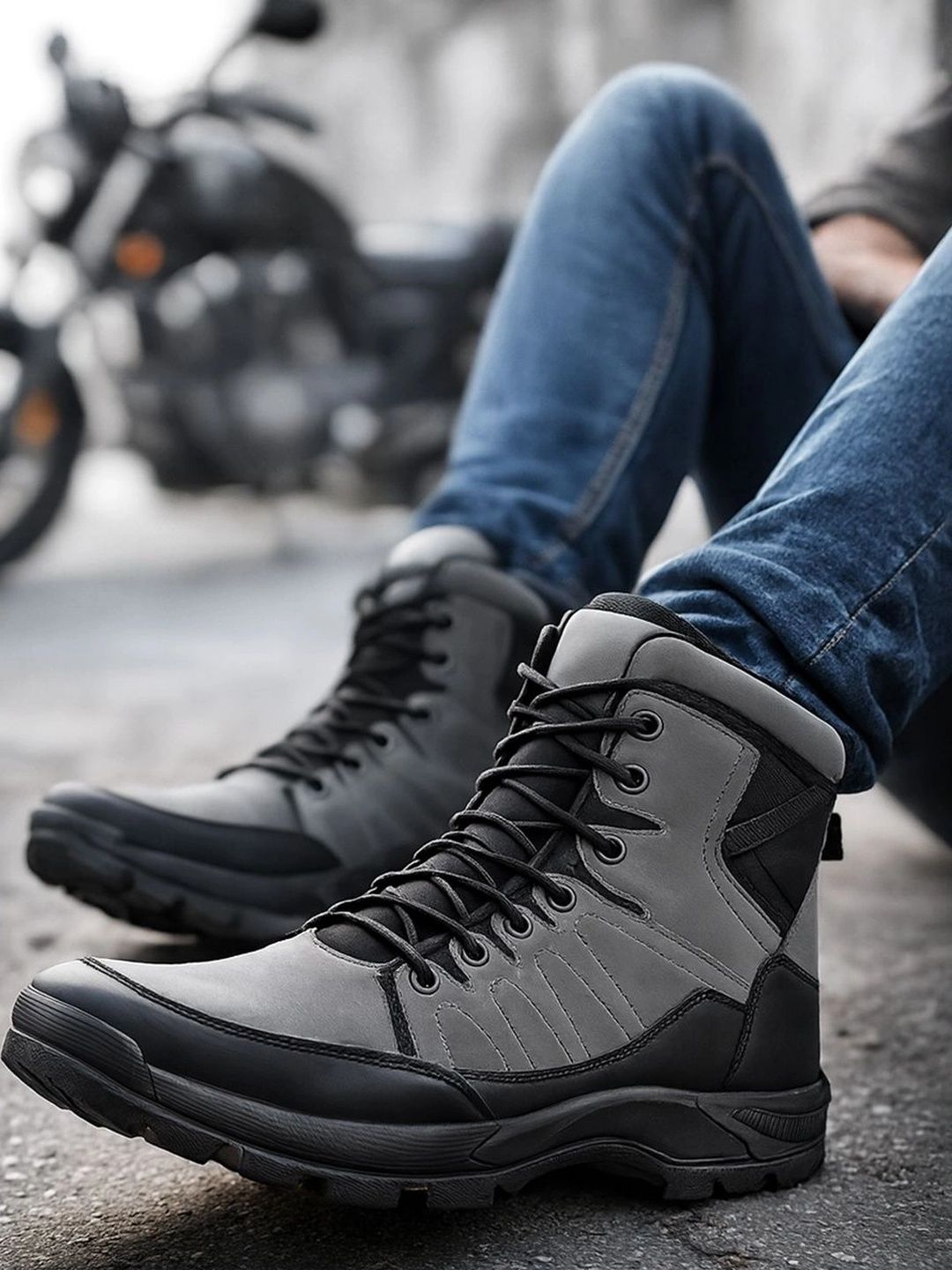 Killer Men Colourblocked Round Toe Hiking Boots-picture-34