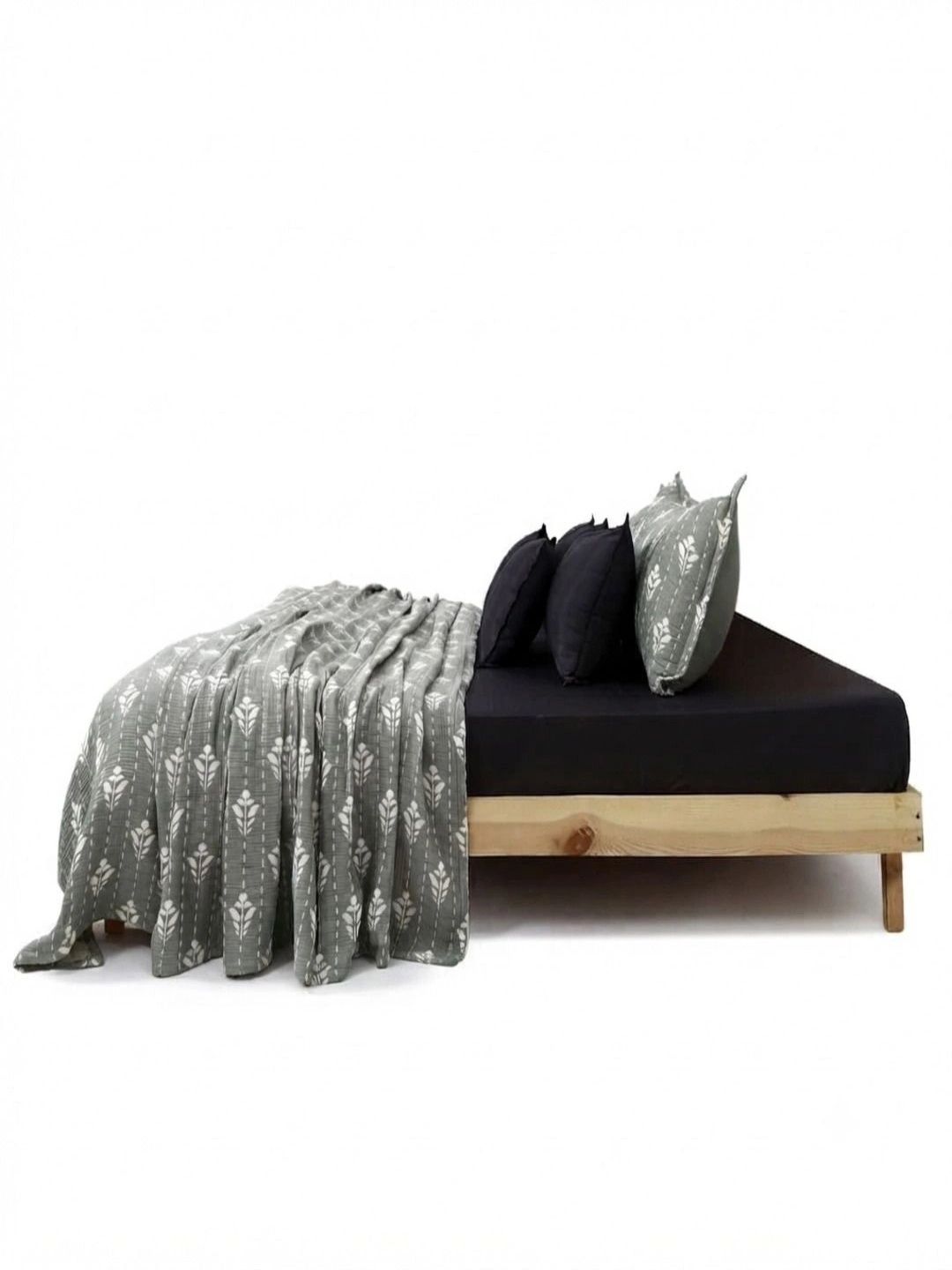 Zarf Green & Olive Green Floral Microfiber AC Room 300 GSM Dohar-picture-3