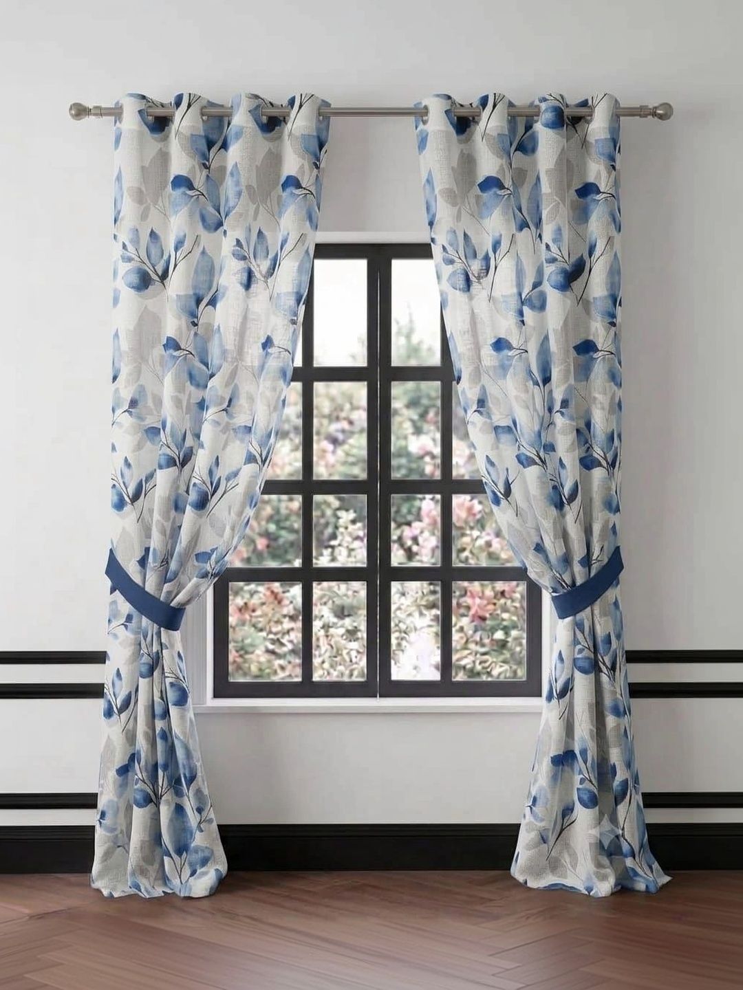 KANUM Blue Set of 2 Floral Window Curtain-picture-36