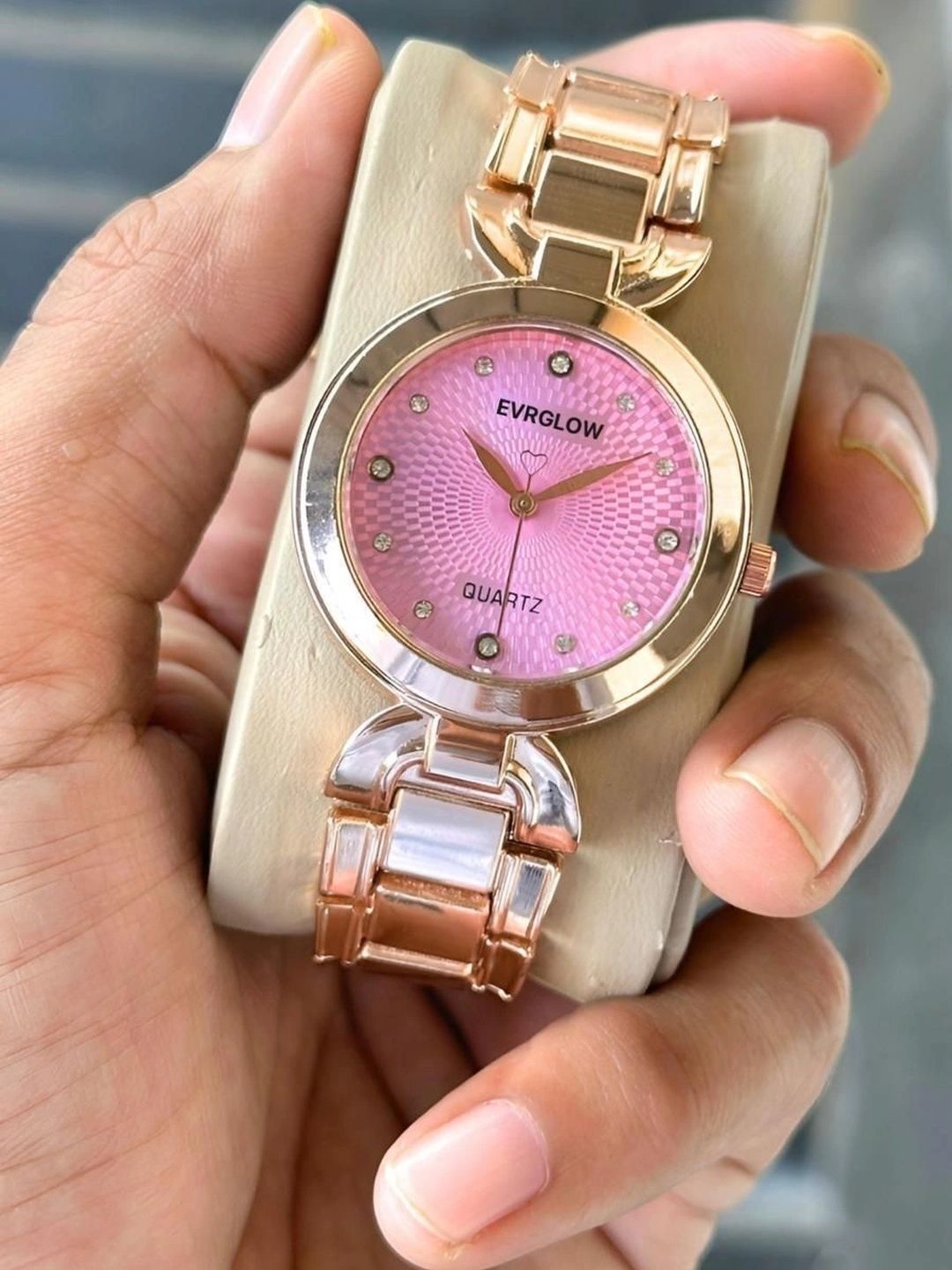 EVRGLOW Women Dial & Stainless Steel Bracelet Style Straps Analogue Watch ERW-37-PINK-GOLD-image-46