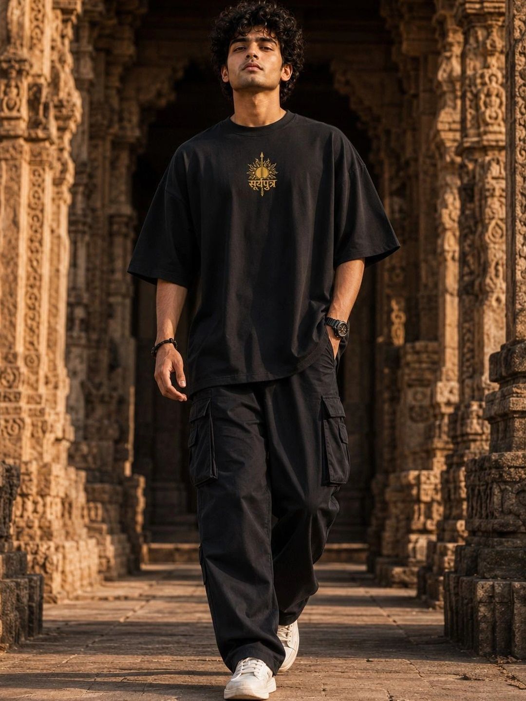Warrior World Men Printed Drop-Shoulder Sleeves Pure Cotton T-shirt-picture-34