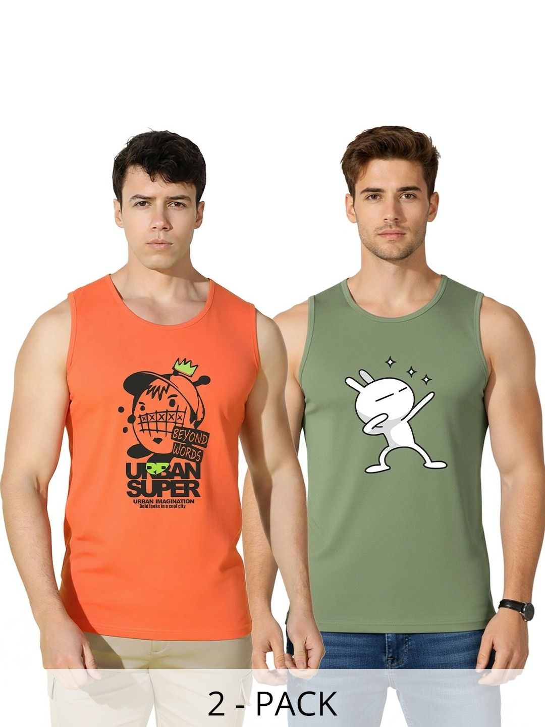 SLOWLORIS Pack of 2 Printed Cotton Gym Vest-picture-43