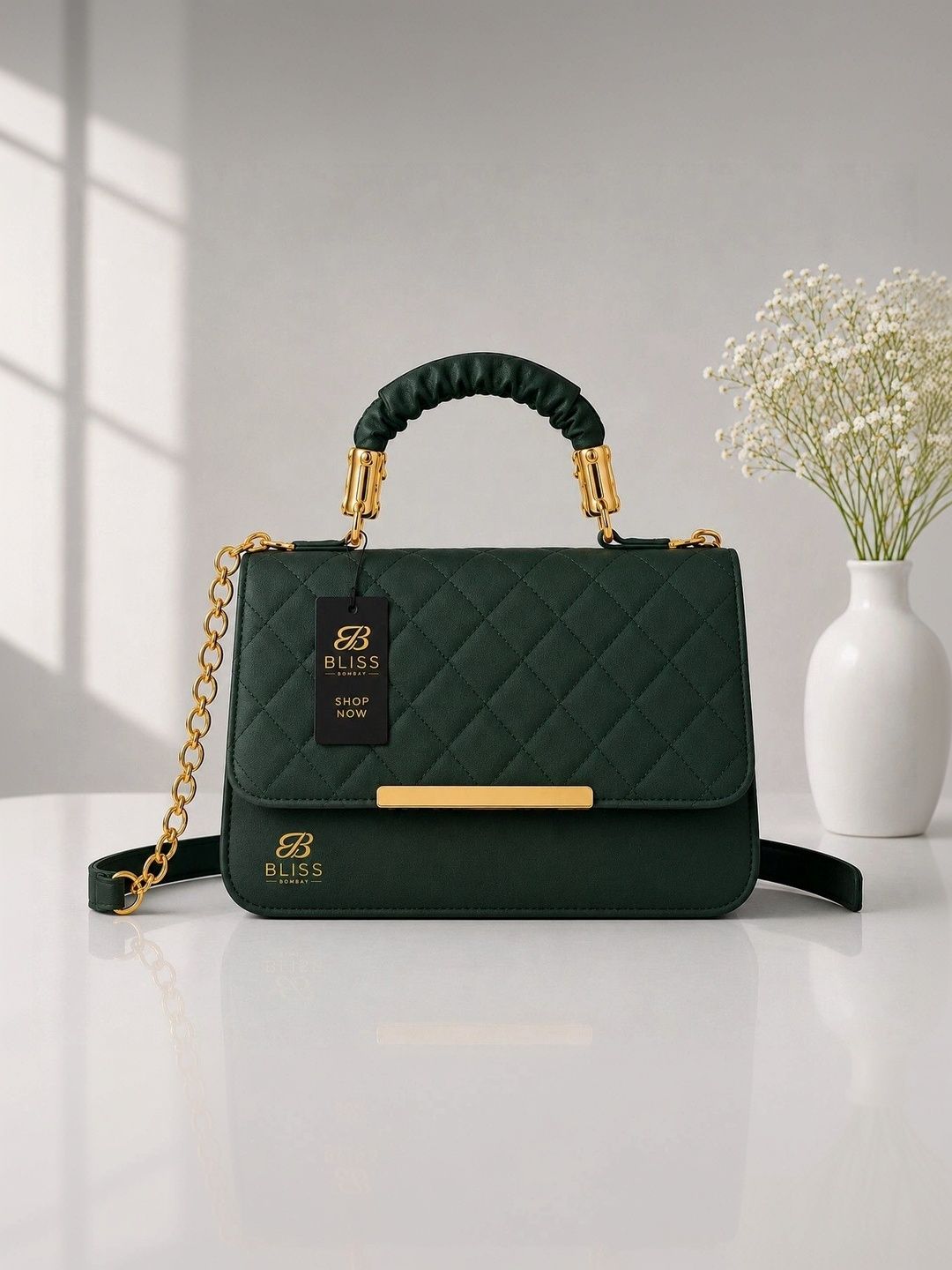 BLISS BOMBAY Textured PU Structured Handheld Bag with Quilted-picture-54
