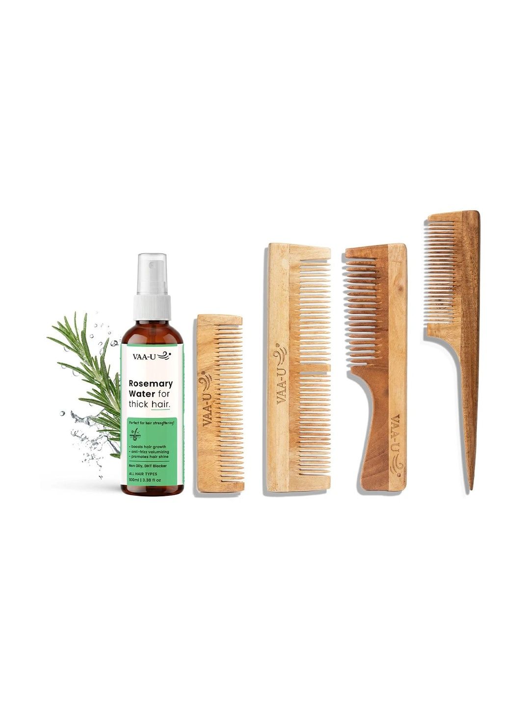 VAA-U Set Of 5 Rosemary Hair Growth Spray -100 ml & Neem Wood Long & Tail Comb-picture-10