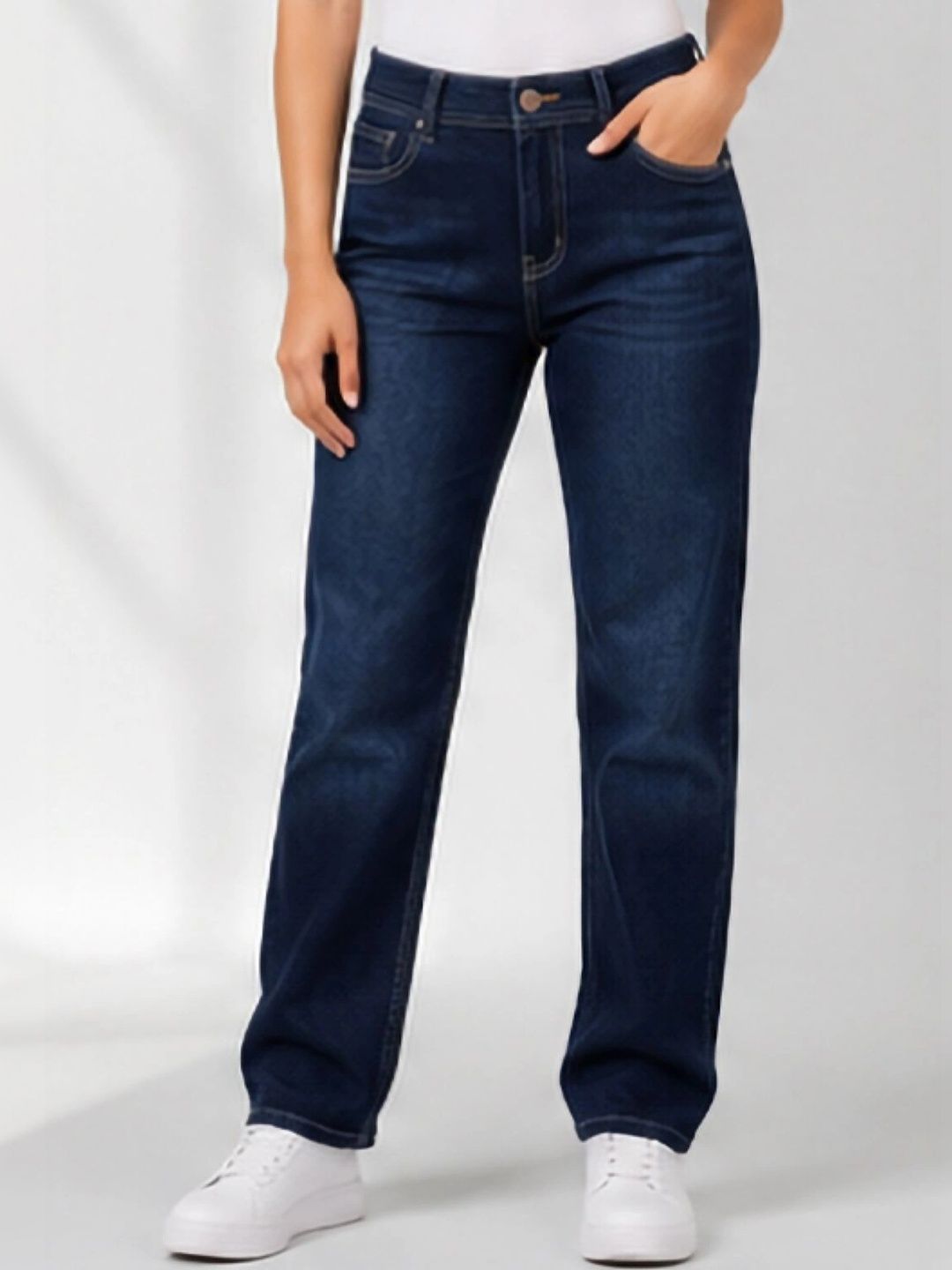 HERE&NOW Women Classic Regular Fit Mid-Rise Stretchable Jeans-picture-18