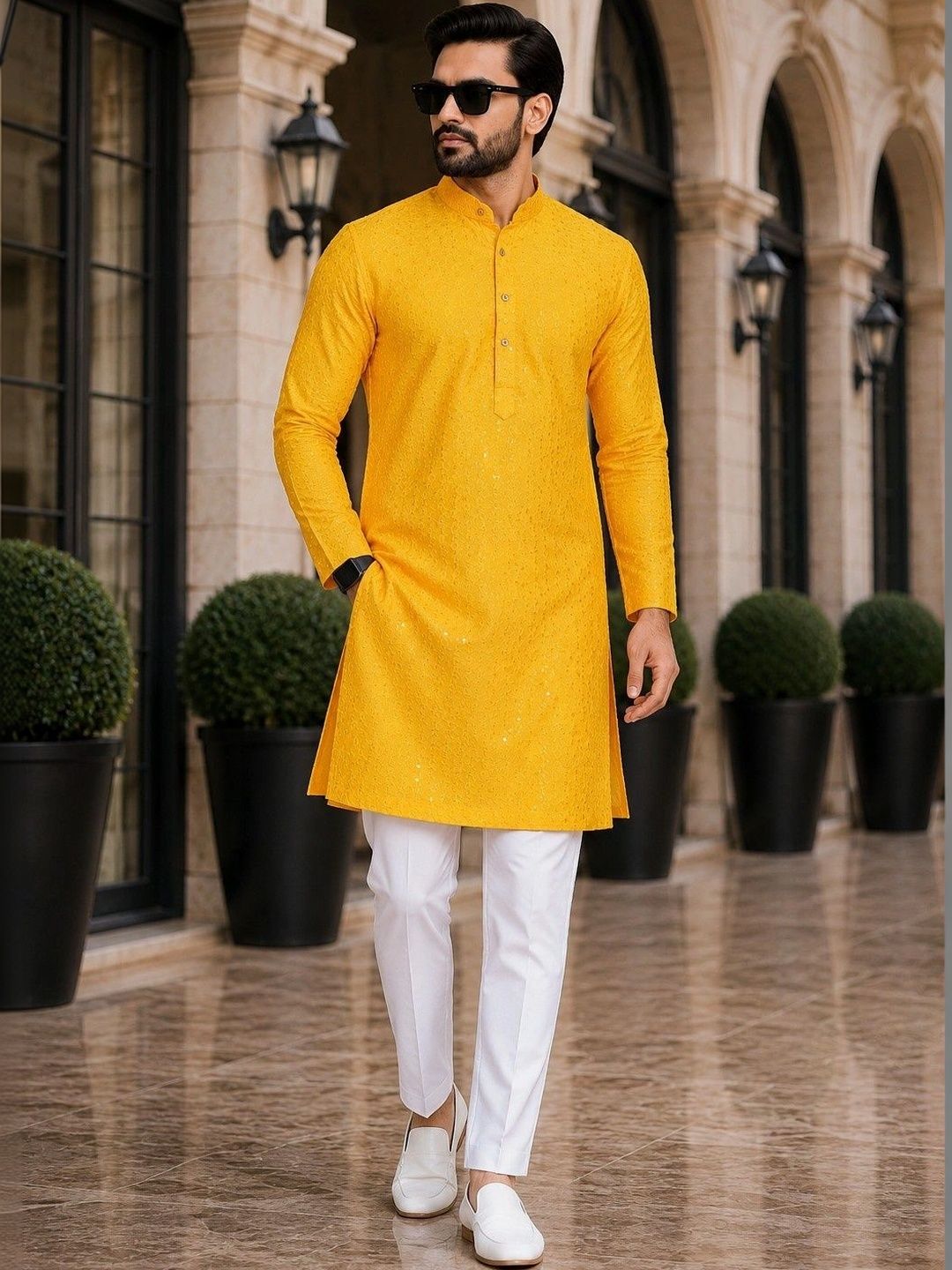 SKYWORRIX Men Embellished Sequinned Kurta-picture-22