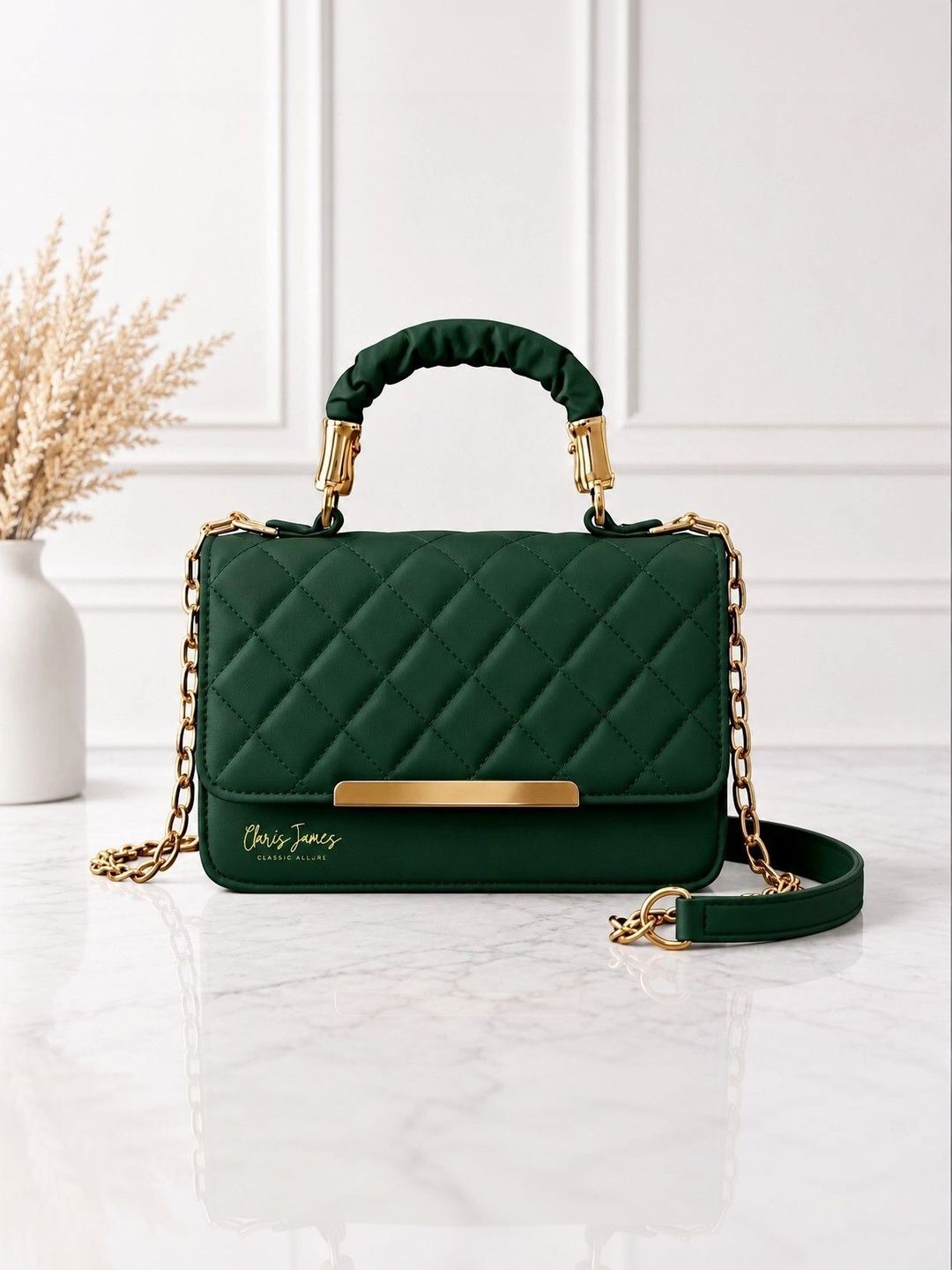 CLARIS JAMES PU Structured Handheld Bag with Quilted-picture-26