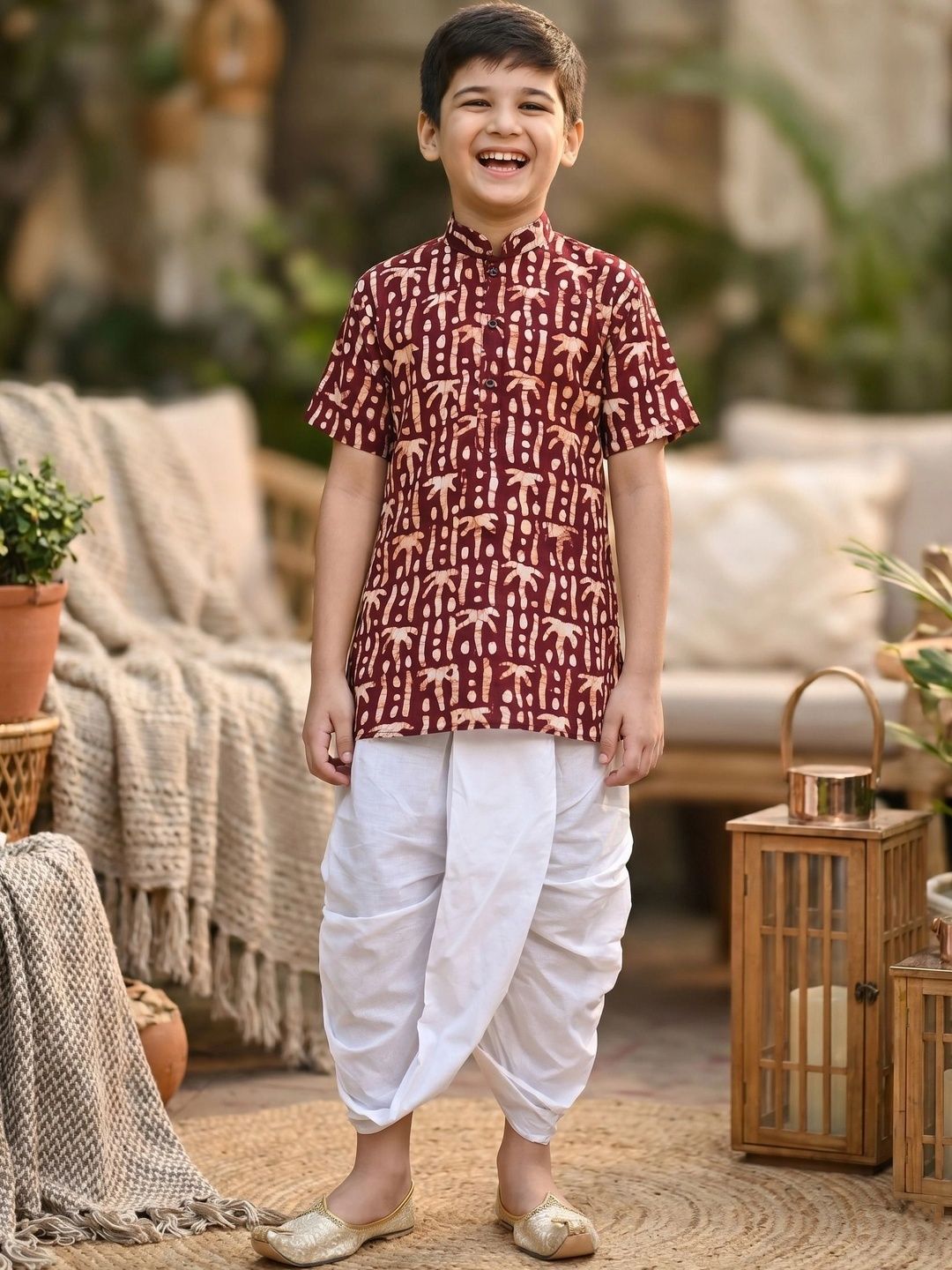 TAKE STYLE Boys Ethnic Motifs Printed Regular Pure Cotton Kurta with Dhoti Pants-picture-27