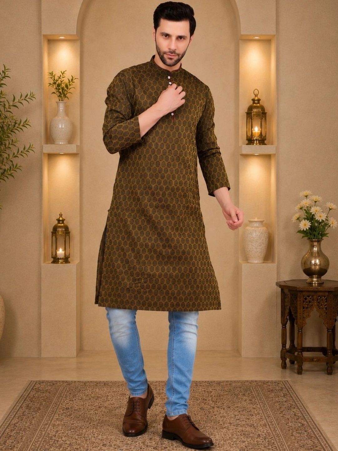 Sydney Heights Men Jacquard Kurta-picture-14
