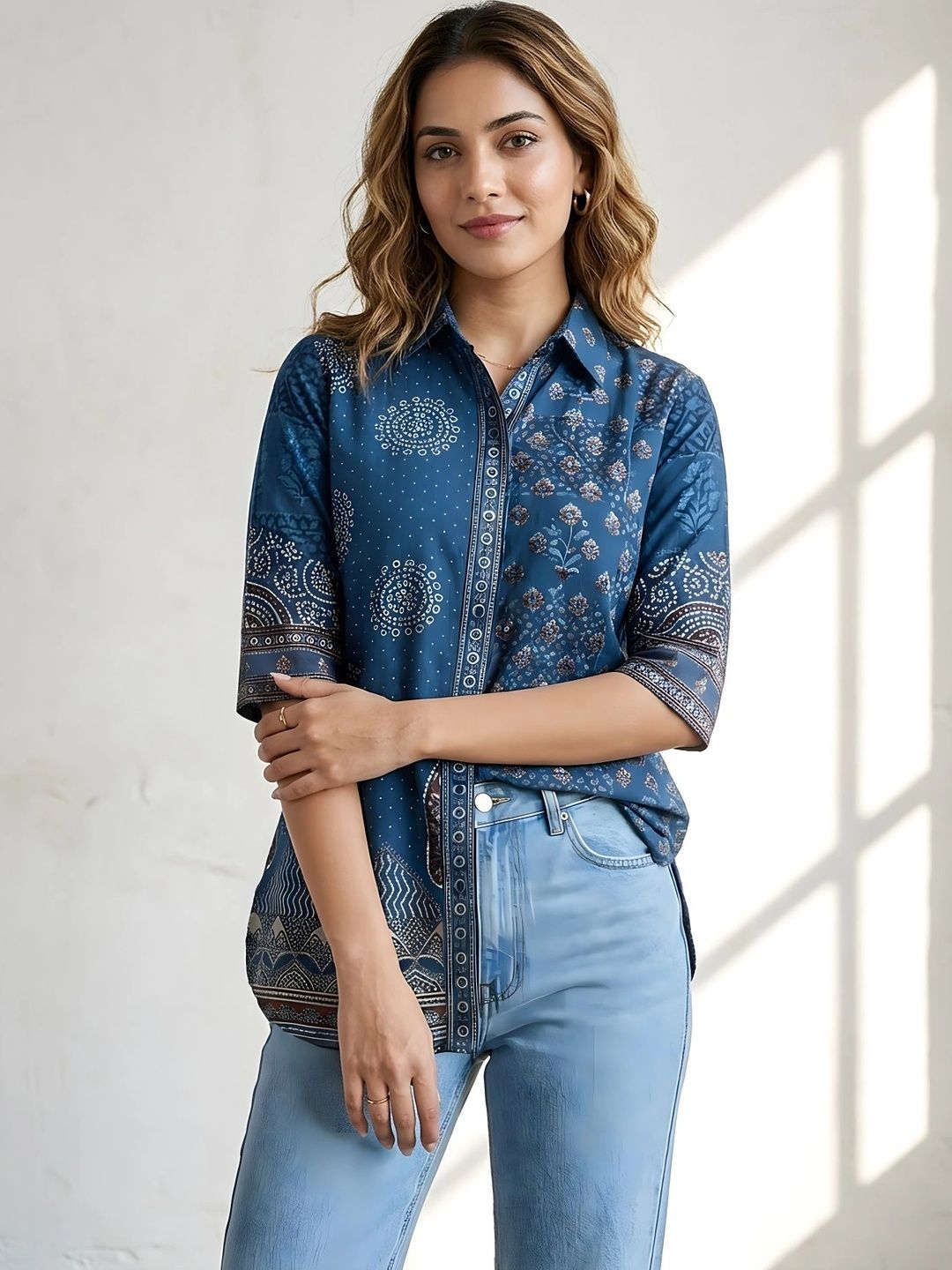 Banwaree Print Ethnic Crepe Top-picture-49