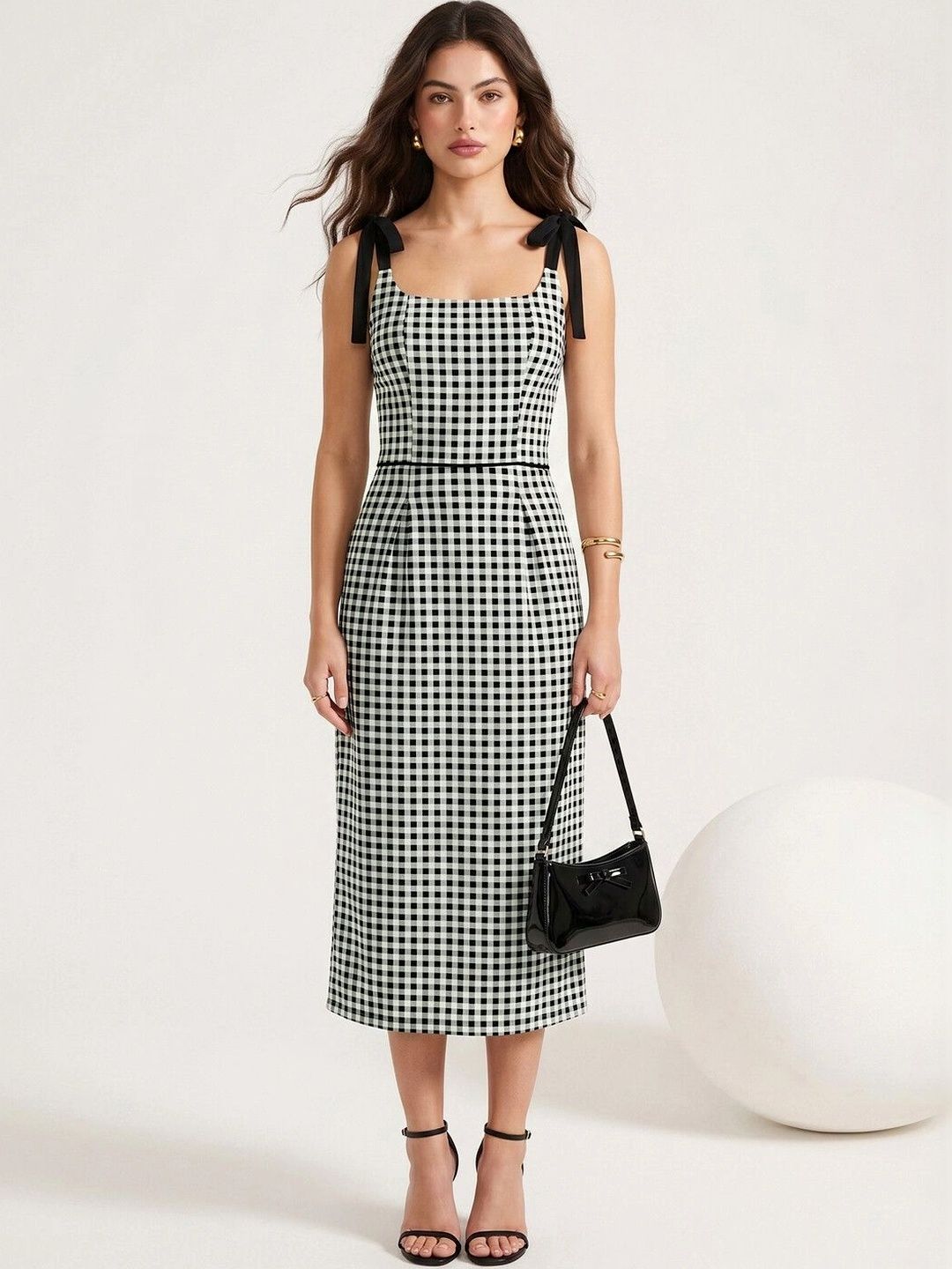 Selvia Checked Sheath Midi Dress-picture-21