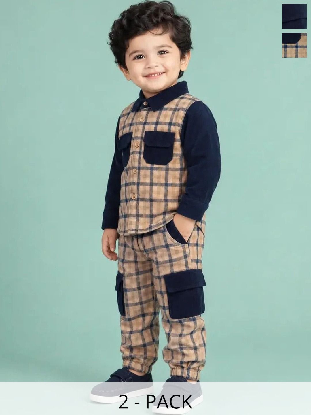 Bloomup Boys Checked Shirt with Trousers-picture-31