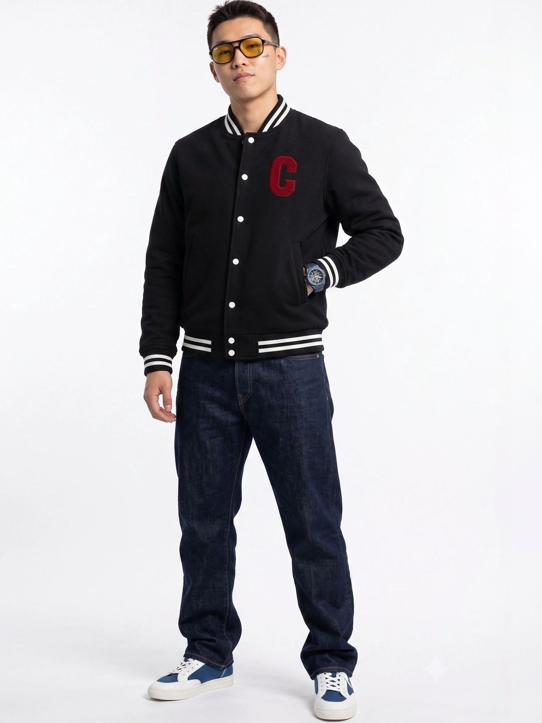 oiin Men Fleece Blend Varsity Jacket-picture-37