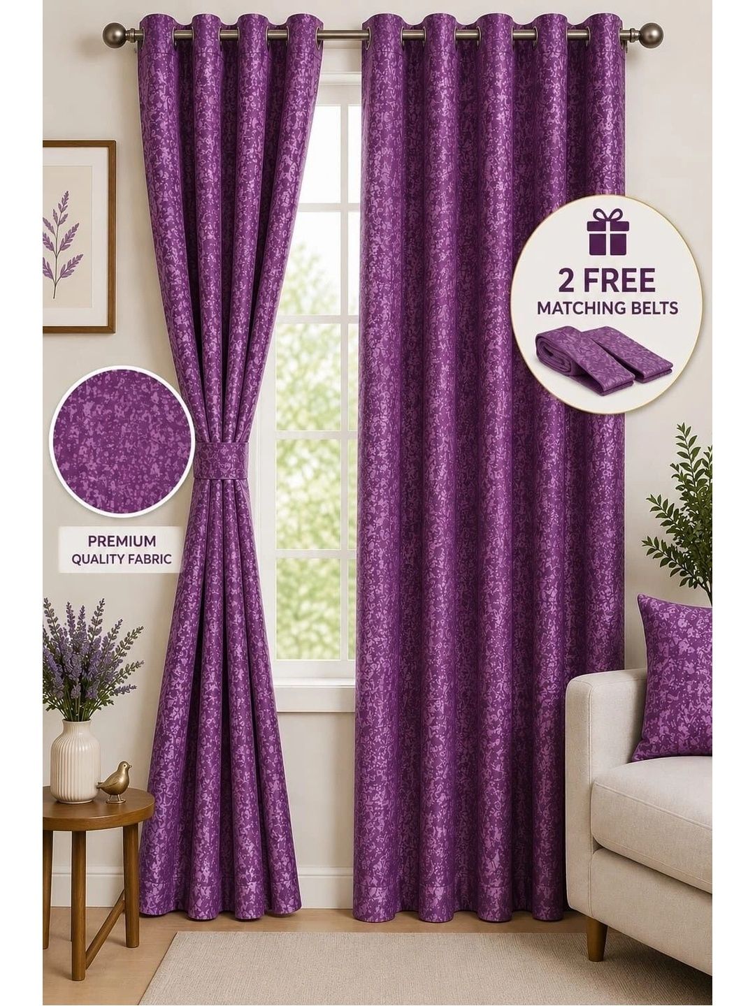 VRINDAKUL Multicoloured Set of 2 Sheer Door Curtain-picture-16