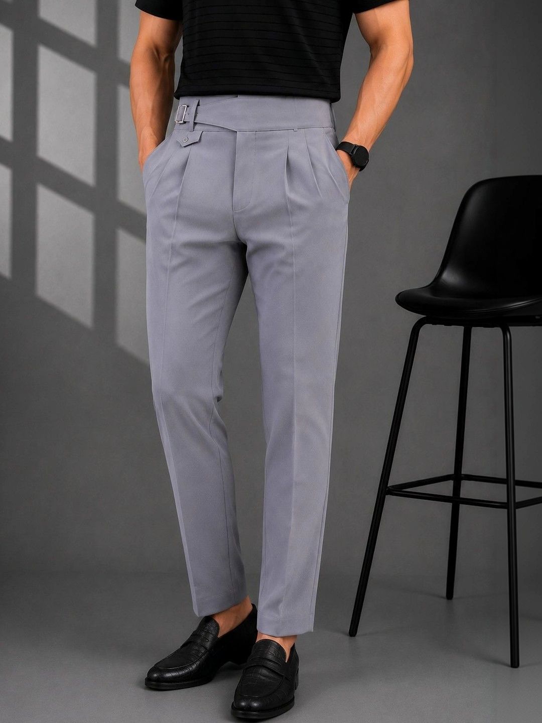 el cielo Men Tailored Slim Fit Easy Wash Pleated Trousers-picture-19