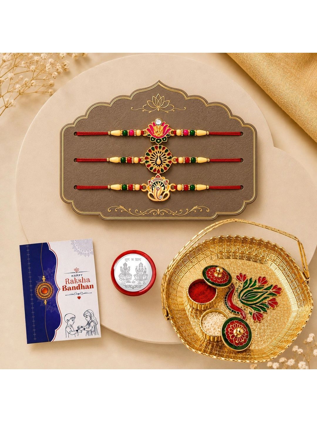 Myntra Elegant Homes 8-Pcs Rakhi Greeting Card & Roli Chawal-image-6