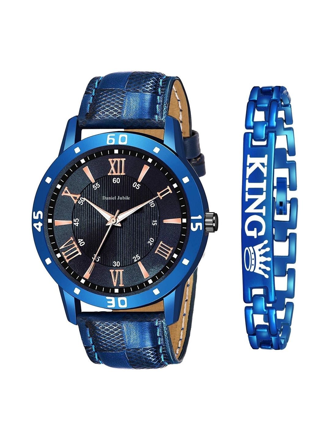 EVRGLOW Men Dial & Stainless Steel Straps Analogue Watch KING+201-D-BLACK-BLUE-image-21